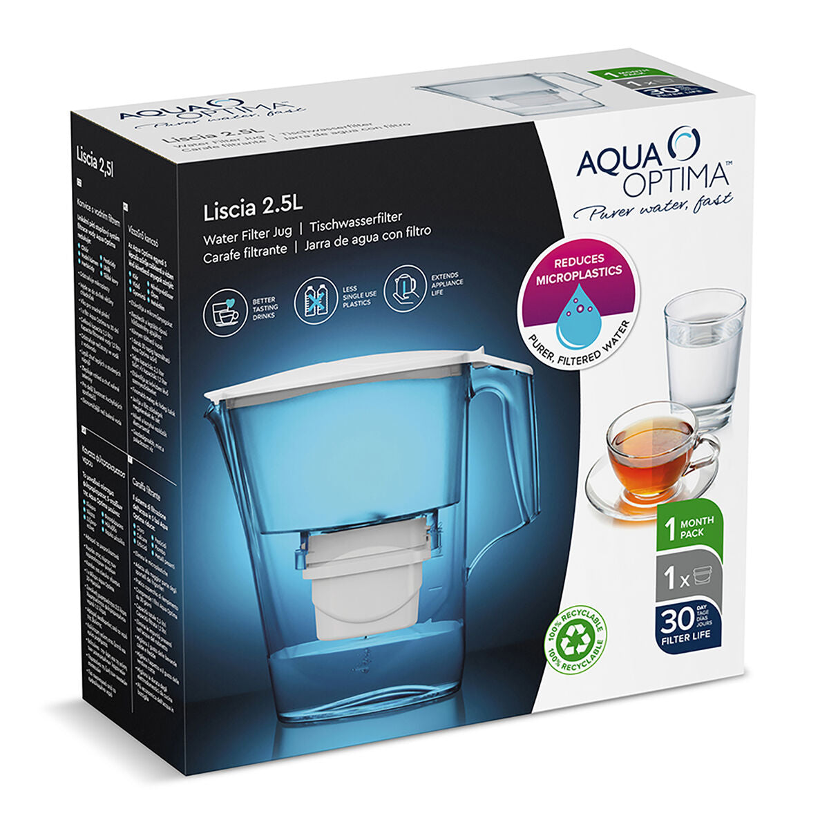 Kruik met Filter Aqua Optima Liscia Evolve Wit Plastic 2,5 L