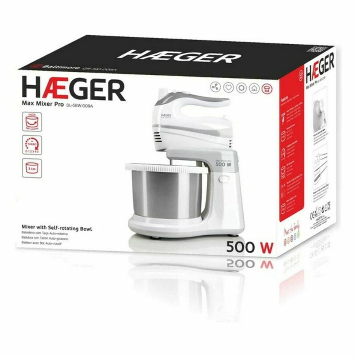 mixer-kneder met kom Haeger BL-5BW.009A 2 L 500 W 500W