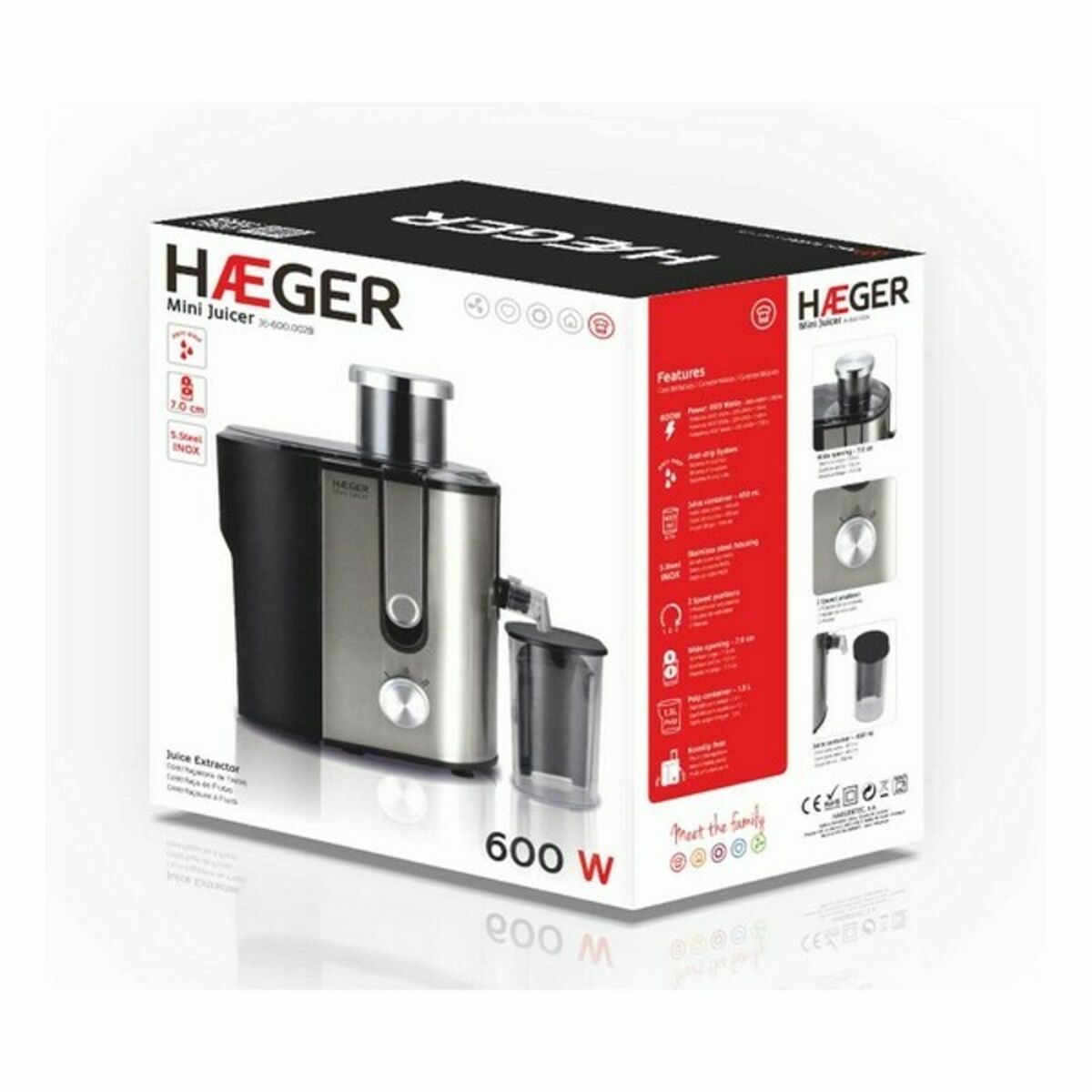 Juicer Haeger JE-600.002B 600 W Grijs 600 W 13 L