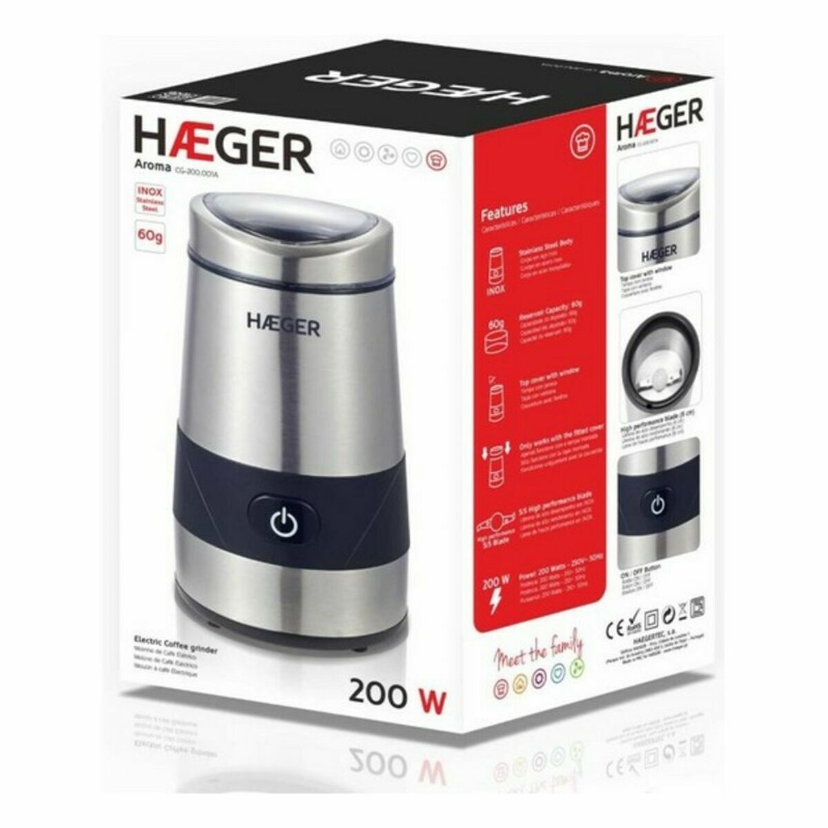 Elektrische Grinder Haeger CG-200.001A Koffie 200 W 200 W