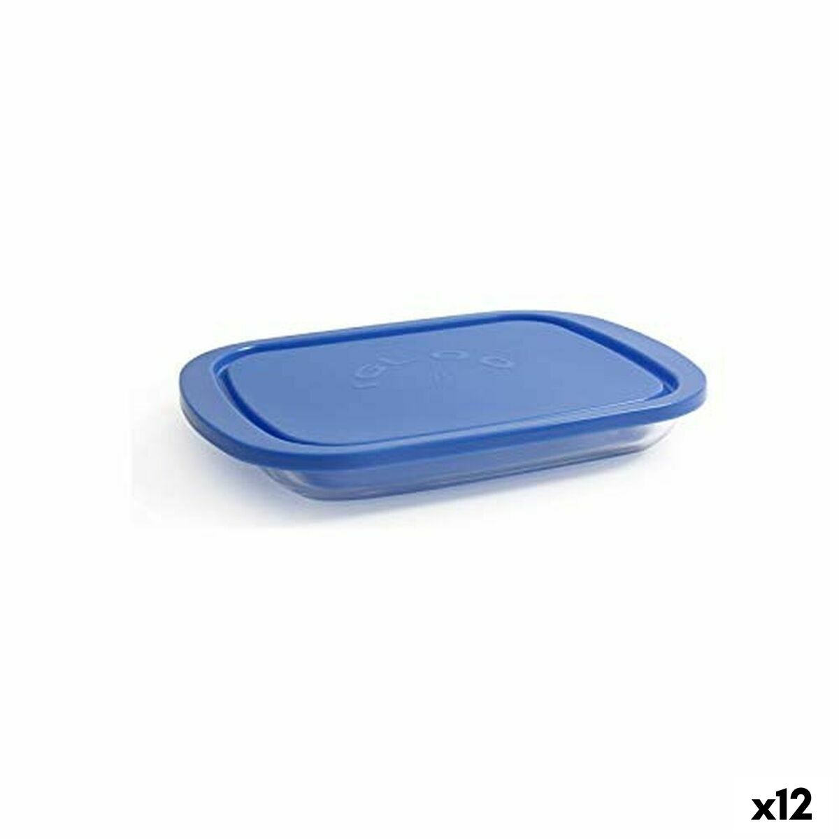 Lunchbox Borgonovo Igloo Blauw Rechthoekig 800 ml 26 x 18,5 x 3,4 cm (12 Stuks) (26 x 18,5 x 3,4 cm)