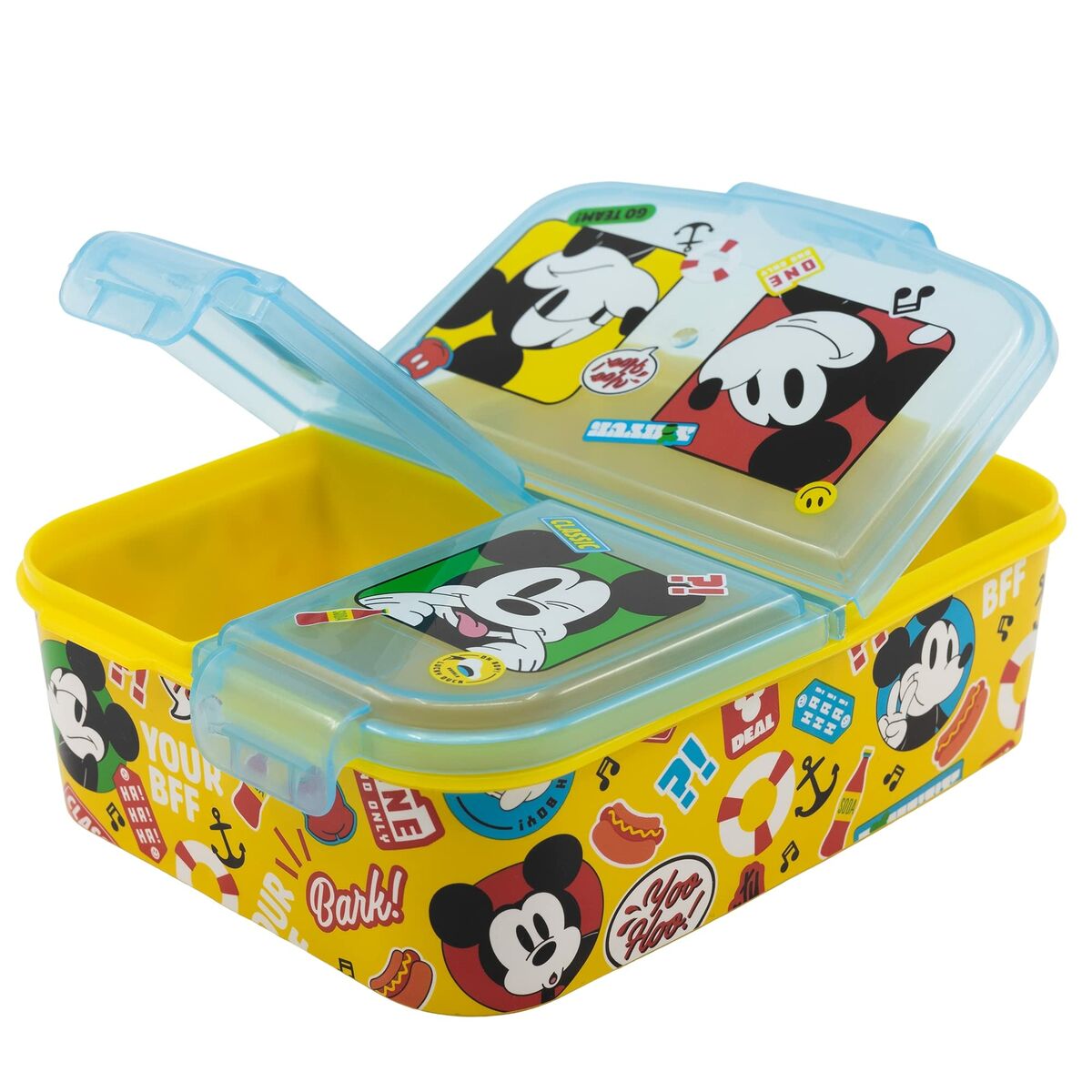 Lunchtrommel met Compartimenten Mickey Mouse Fun-Tastic 19,5 x 16,5 x 6,7 cm Polypropyleen