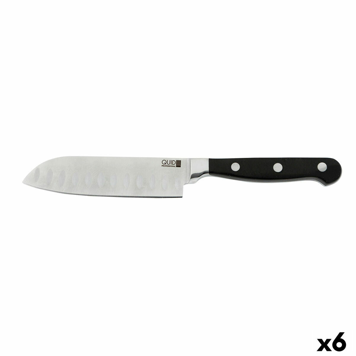 Santoku-mes Quid Professional Inox Chef Black Zwart Metaal (13 cm) (Pack 10x)