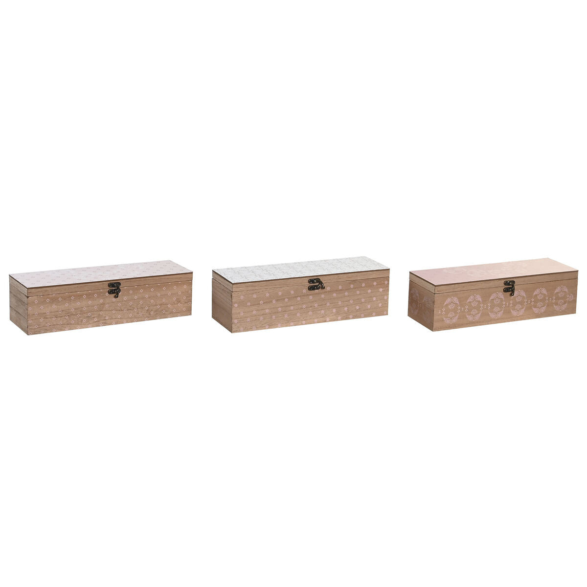Box for Infusions DKD Home Decor 30 x 9 x 8 cm Kristal Roze Wit 3 Onderdelen Hout MDF