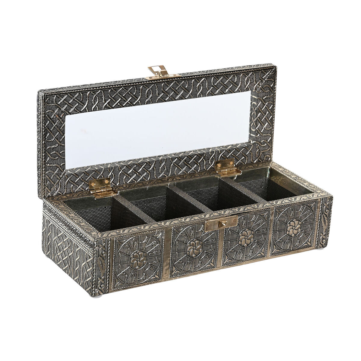 Box for Infusions DKD Home Decor 23 x 9 x 6 cm Champagne Hout Aluminium
