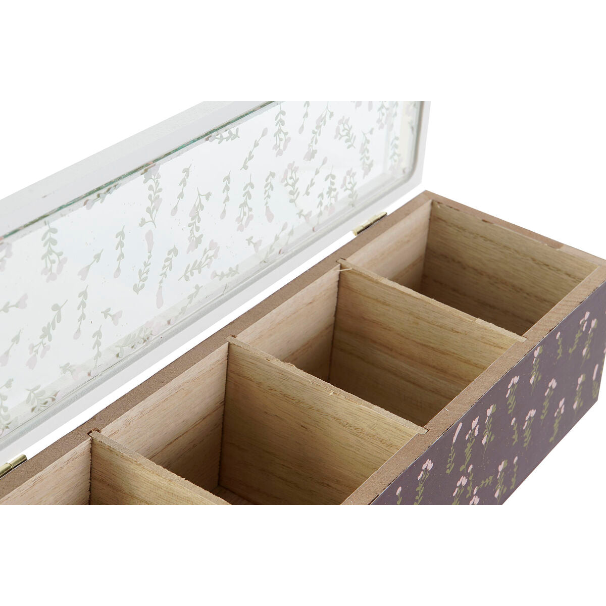 Box for Infusions DKD Home Decor Groen Mosterd Donkerbruin Kristal Hout MDF (4 Stuks)