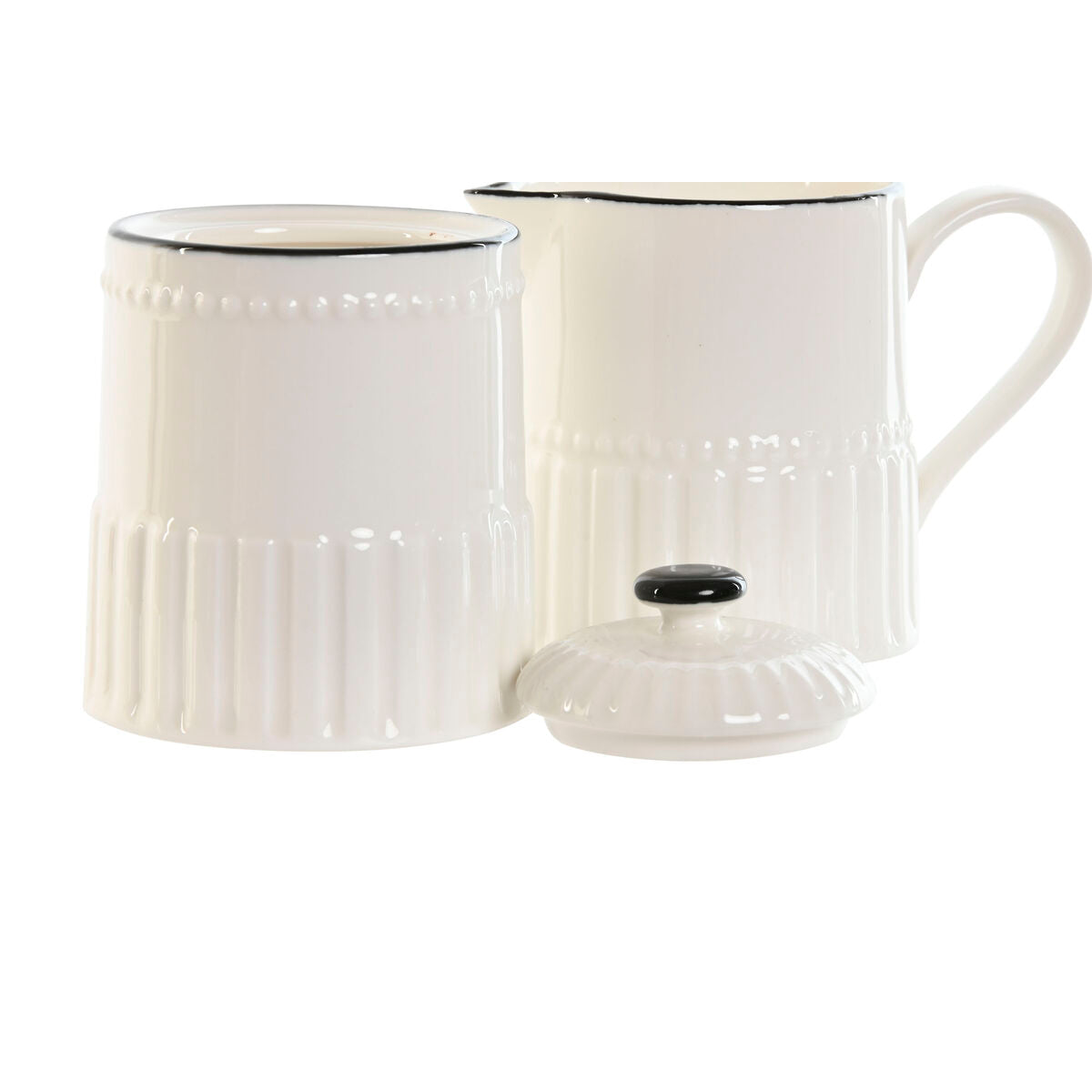 Melk- en Suikerpot Home ESPRIT Wit Zwart Porselein 250 ml 12 x 7,7 x 8,3 cm 2 Onderdelen