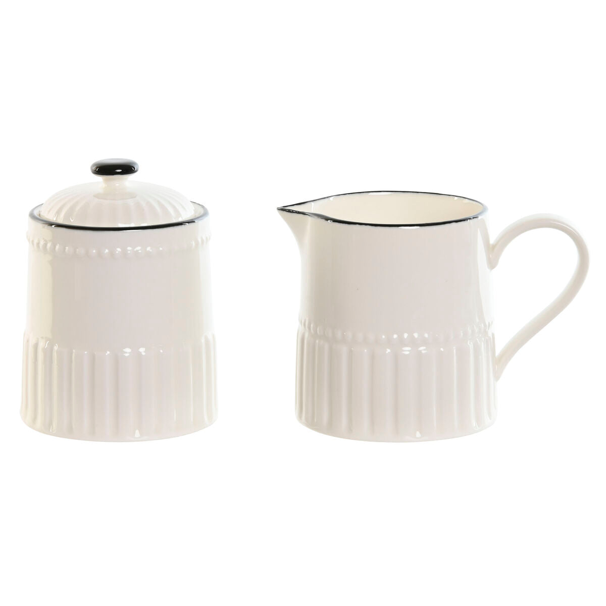 Melk- en Suikerpot Home ESPRIT Wit Zwart Porselein 250 ml 12 x 7,7 x 8,3 cm 2 Onderdelen