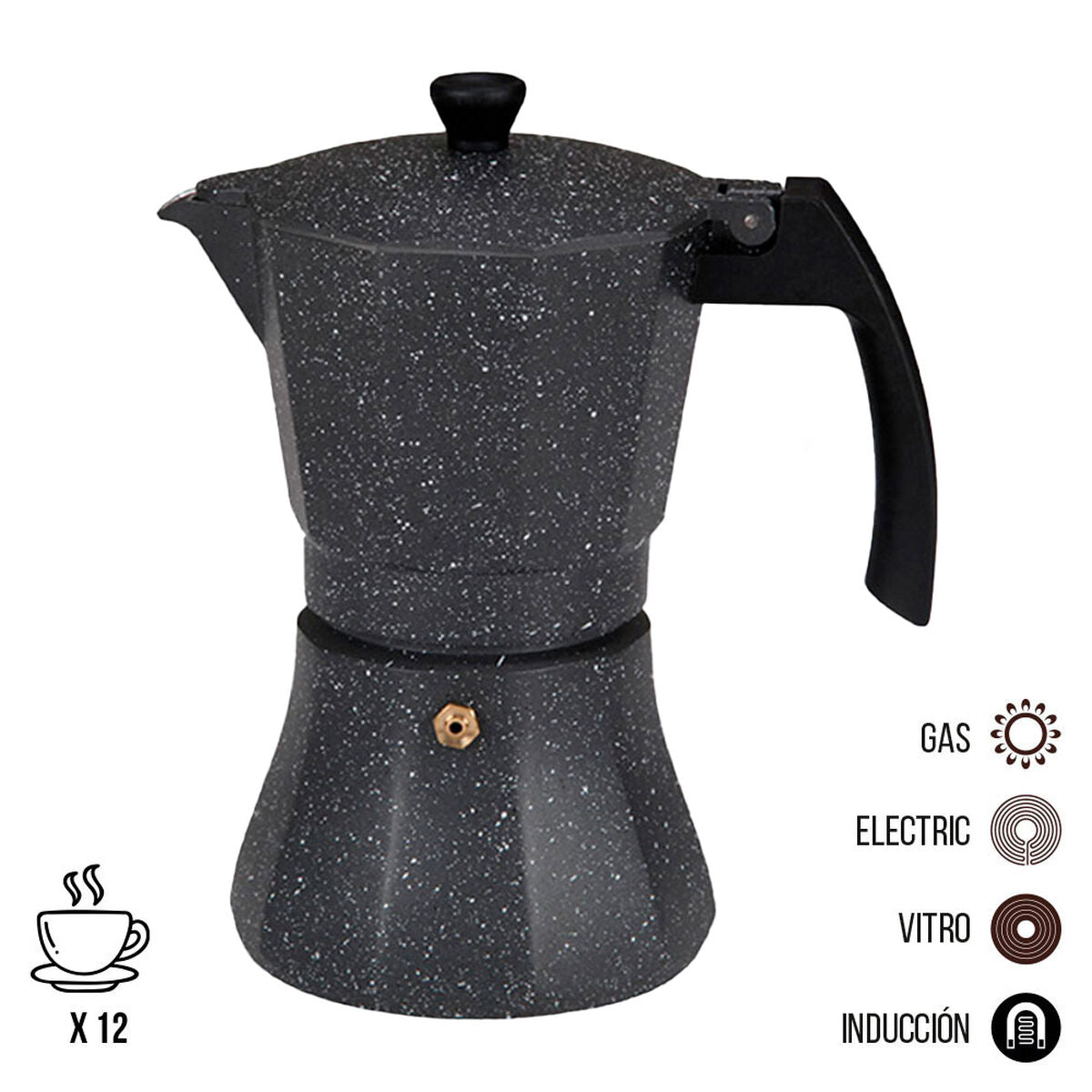 Italiaanse Koffiepot EDM Zwart Aluminium 12 Koppar Inductie