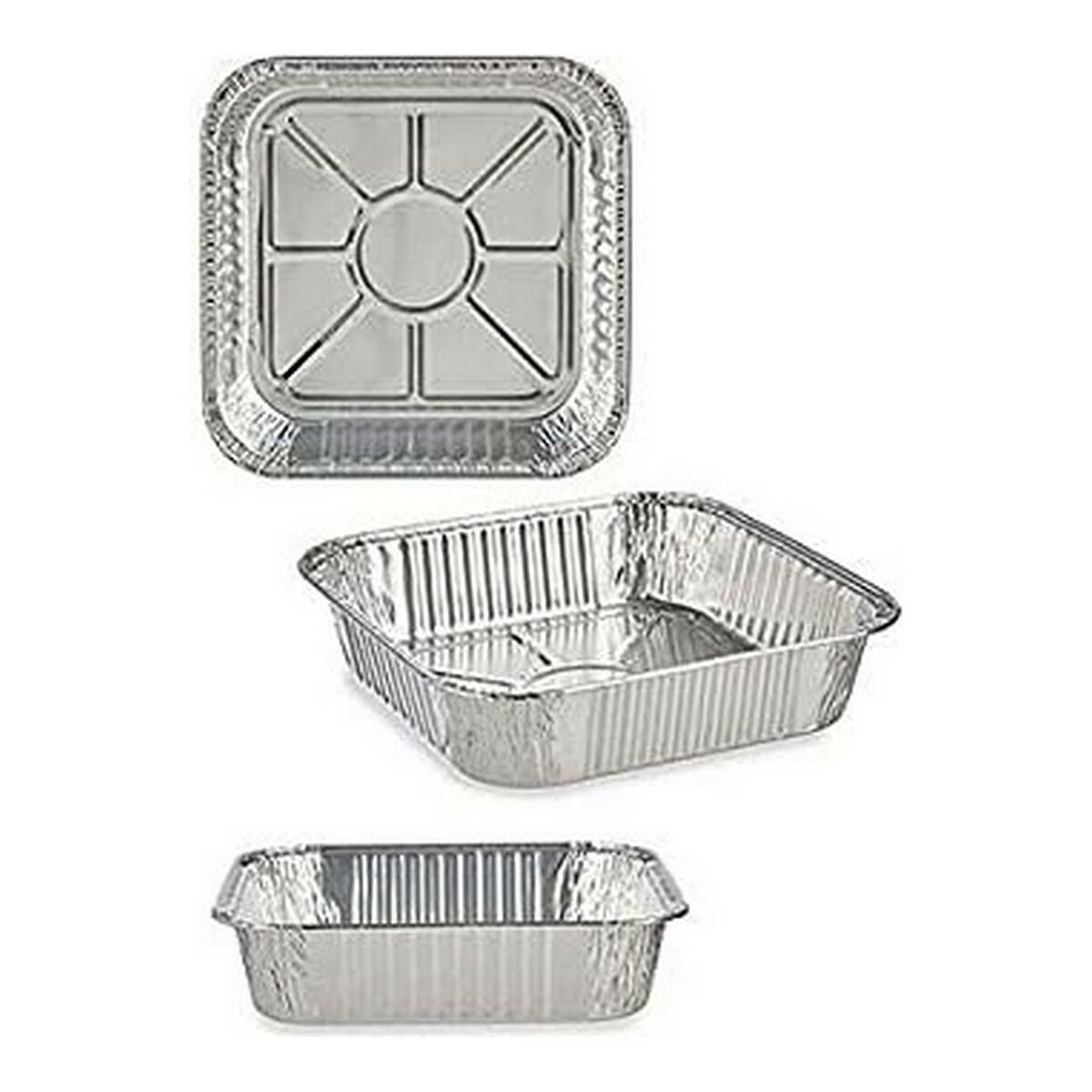 Set van trays Zilverkleurig Aluminium 20,5 x 6,5 x 20,5 cm