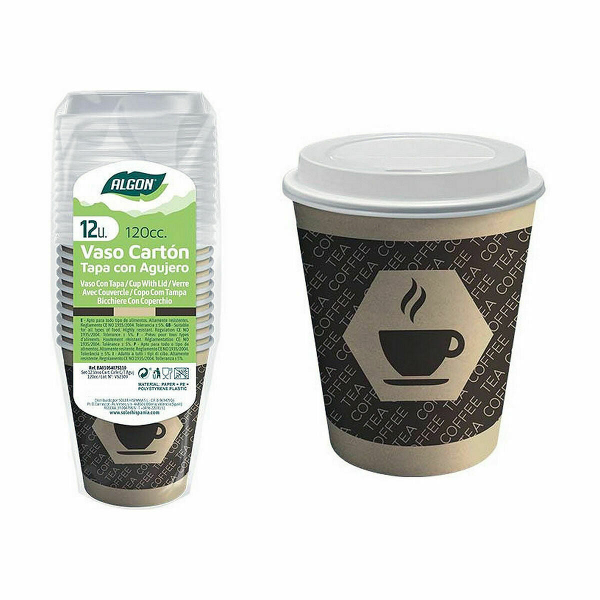 Glazenset Algon Karton Koffie 12 Onderdelen 120 ml (36 Stuks)
