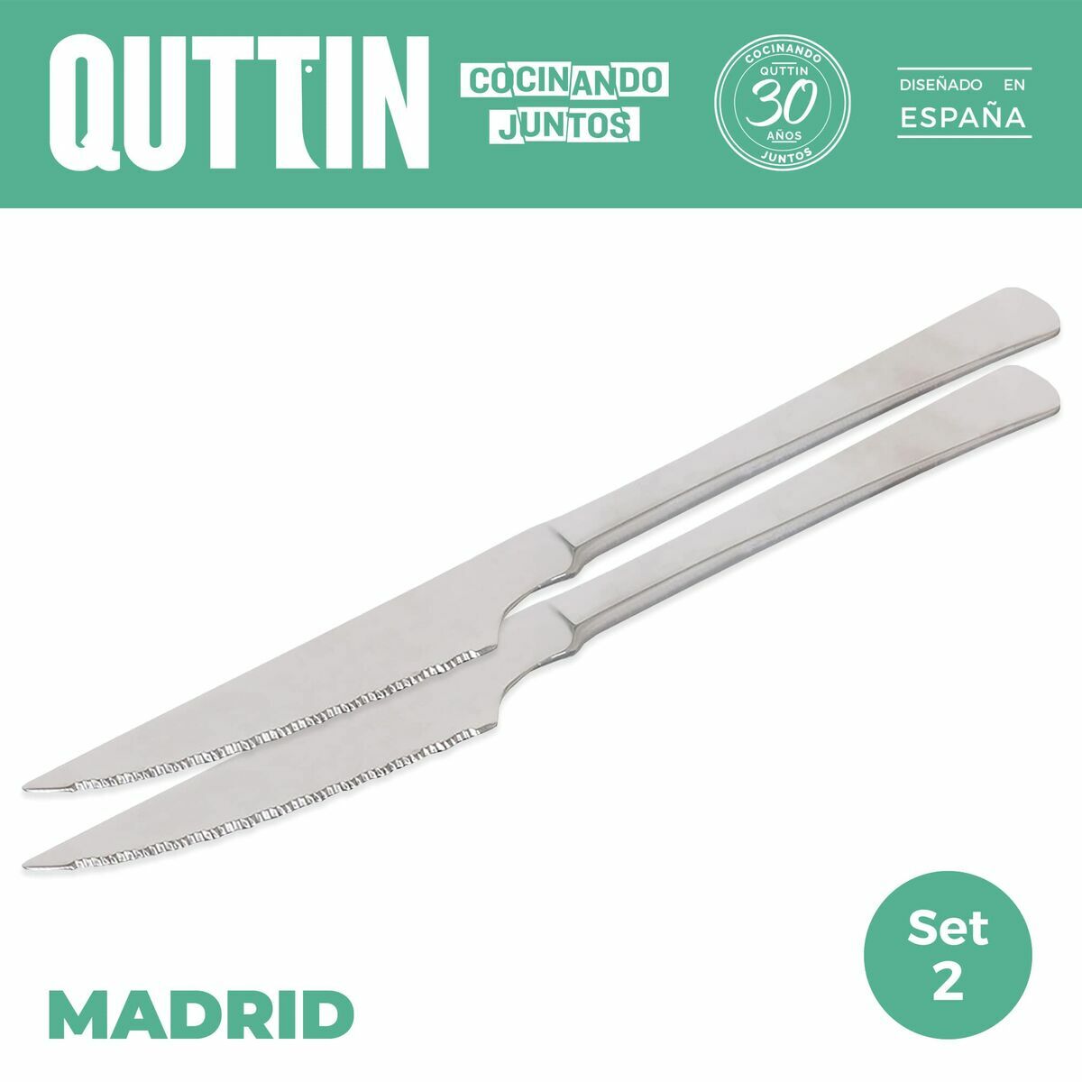 Vleesmessenset Madrid Quttin Madrid (21 cm) 2 Onderdelen (12 Stuks)