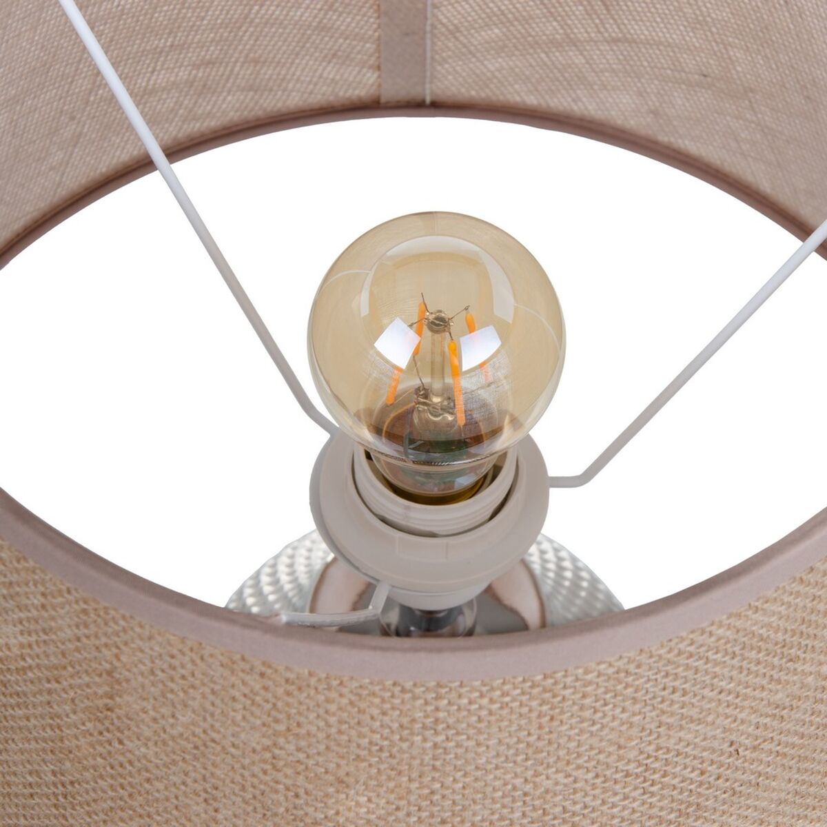 Bureaulamp Beige Zilverkleurig Jute Keramisch 60 W 220 V 240 V 220-240 V 26 x 26 x 49,5 cm