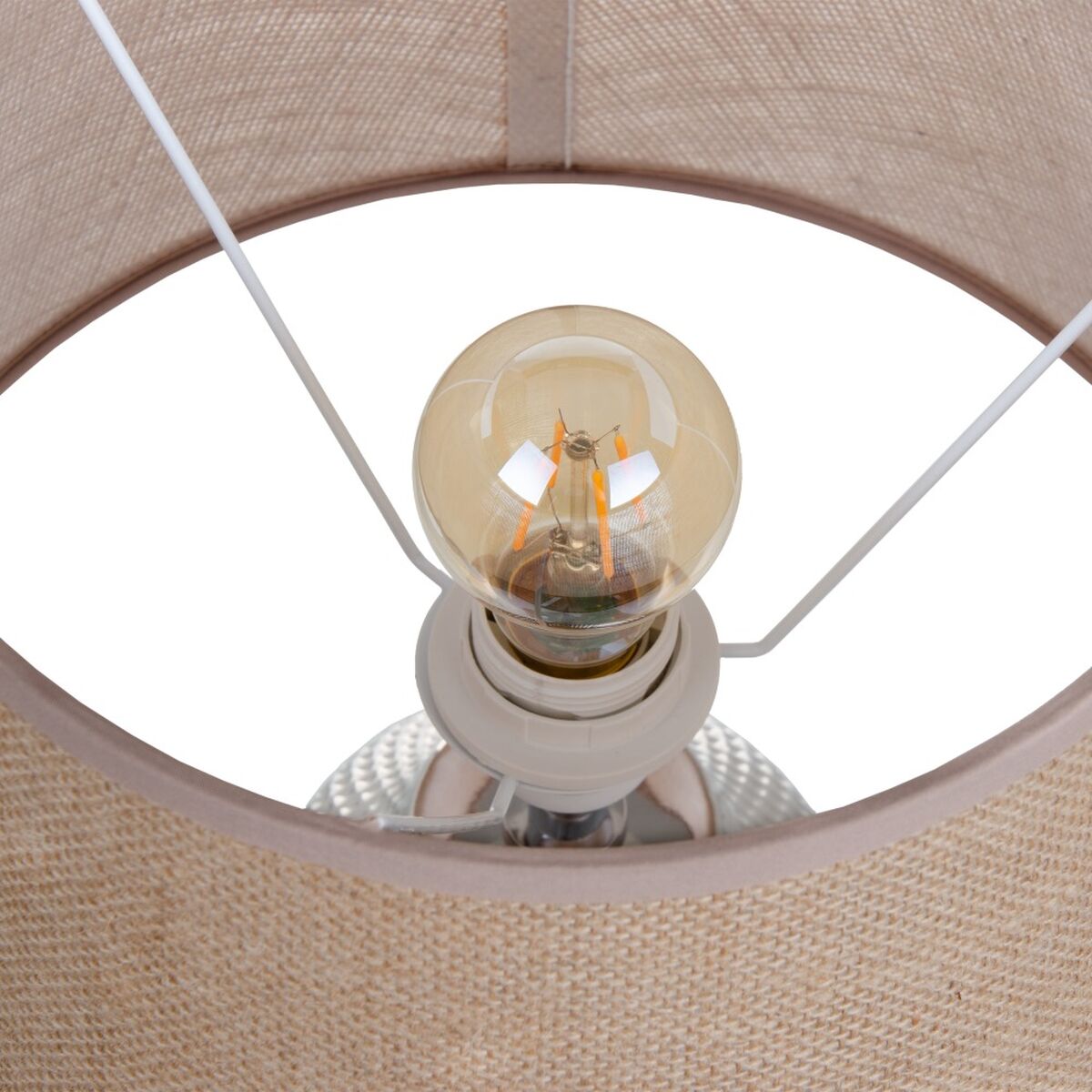 Bureaulamp Beige Zilverkleurig Jute Keramisch 60 W 220 V 240 V 220-240 V 30 x 30 x 48 cm