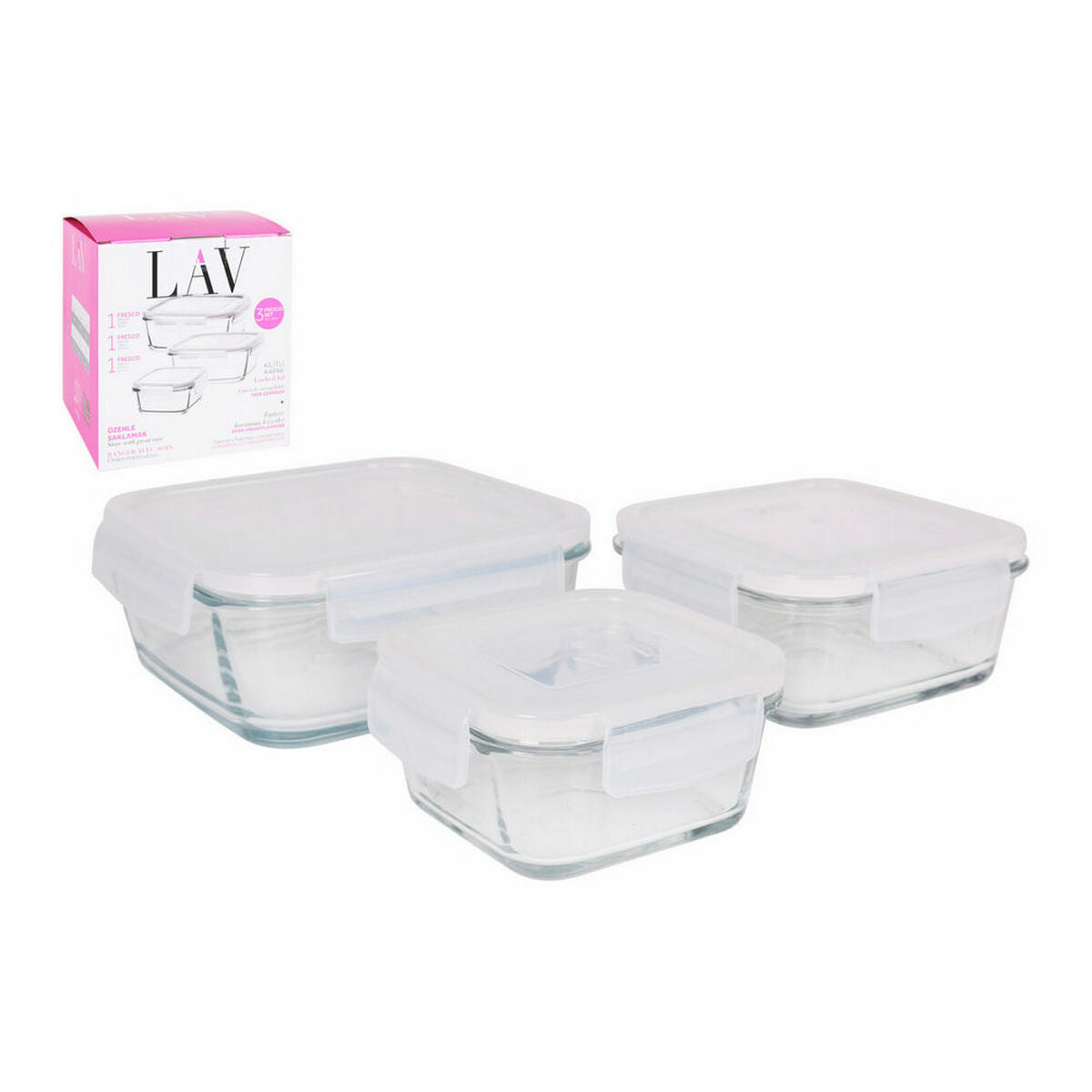 Set 3 Lunchboxen LAV Kristal (8 Stuks) (3 pcs)
