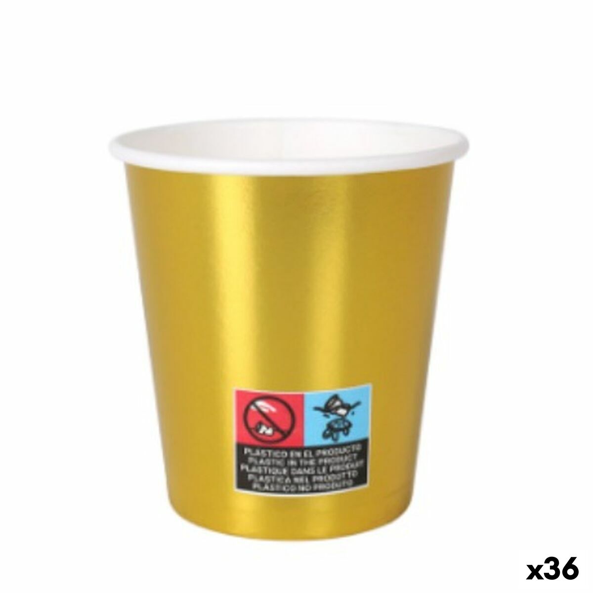 Glazenset Algon Karton Wegwerp Gouden 36 Stuks 200 ml (10 Onderdelen)