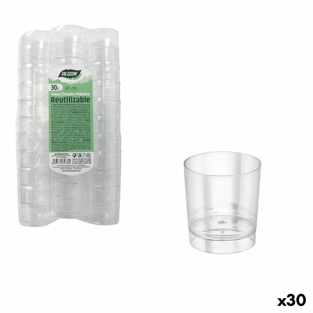 Set Shotglazen Algon Herbruikbaar polyestyreen 30 Onderdelen 30 ml (30 Stuks)