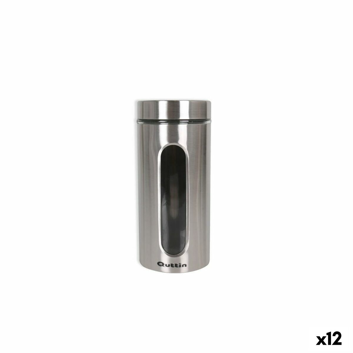 Blik Quttin Transparant Zilverkleurig Glas Staal 1,5 L 10 x 10 x 22,8 cm (12 Stuks)