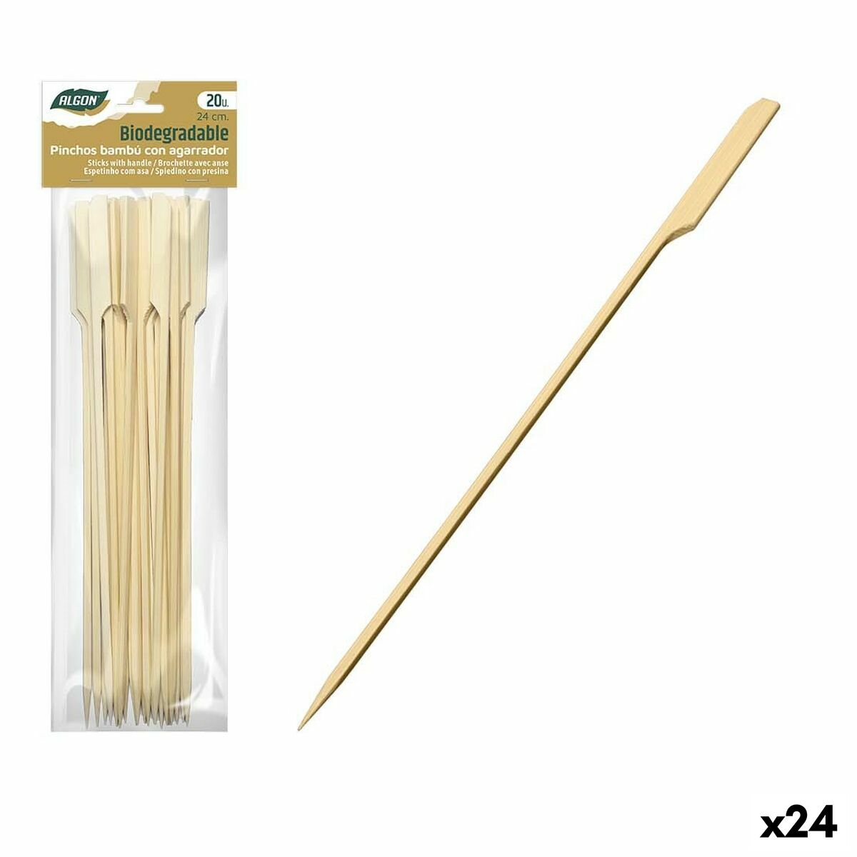 Barbecuespiesset Algon Bamboe 20 Onderdelen 24 cm (24 Stuks)