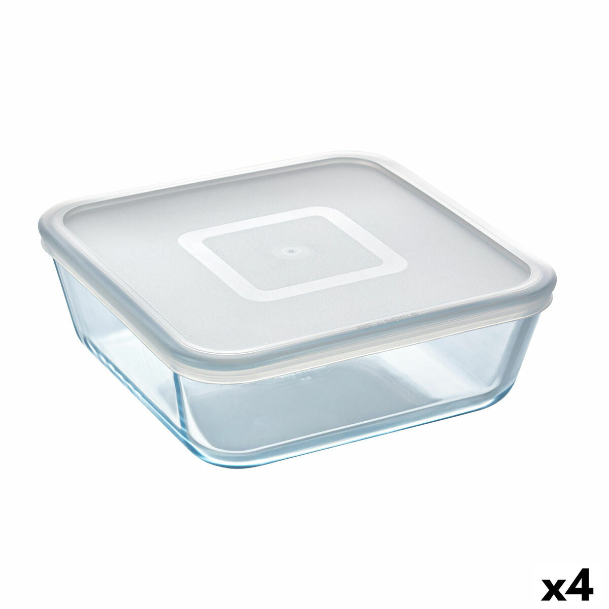 Vierkante Lunchtrommel met Deksel Pyrex Cook & Freeze 2 L 19 x 19 cm Transparant Siliconen Glas (4 Stuks)