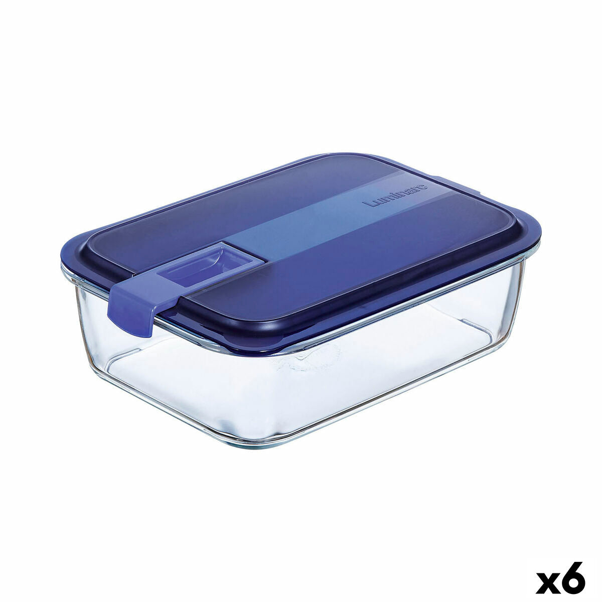 Hermetische Lunchtrommel Luminarc Easy Box Blauw Glas (6 Stuks) (1,97 l)
