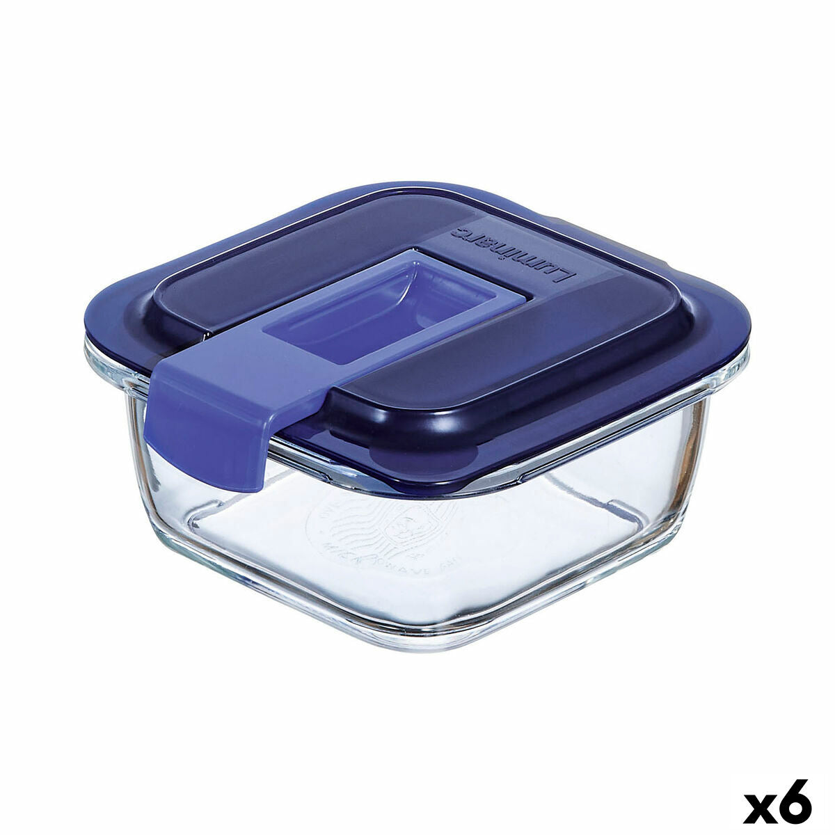 Hermetische Lunchtrommel Luminarc Easy Box Blauw Glas (380 ml) (6 Stuks)