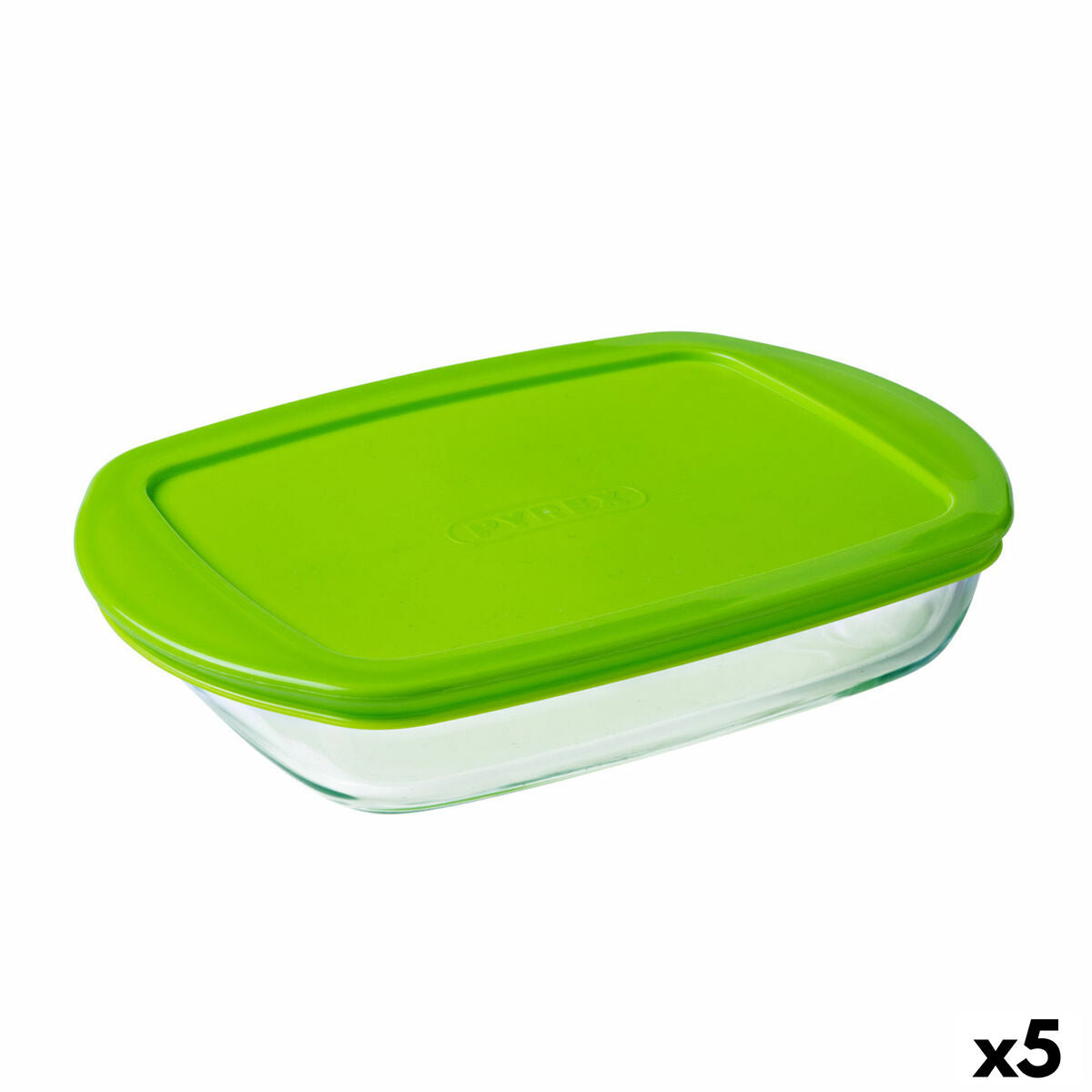 Rechthoekige lunchbox met deksel Pyrex Prep&store Px Groen 1,6 L 28 x 20 cm Glas (5 Stuks)