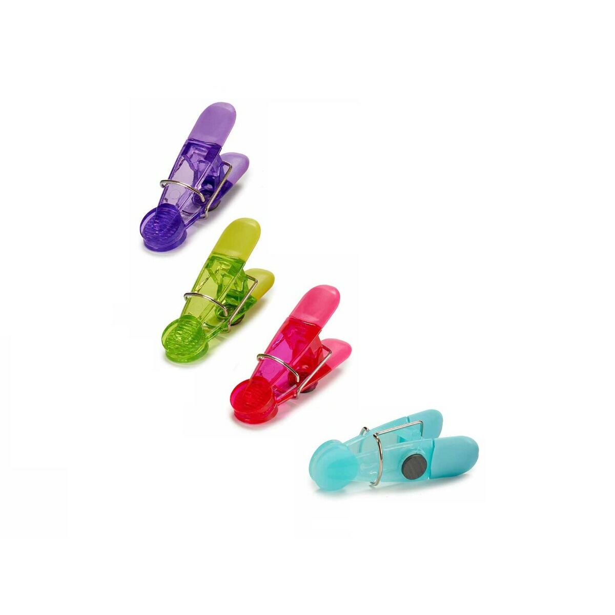 Clips on zakjes dicht te maken Multicolour Natuurlijk rubber Plastic 4 Onderdelen Magnetisch (12 Stuks)