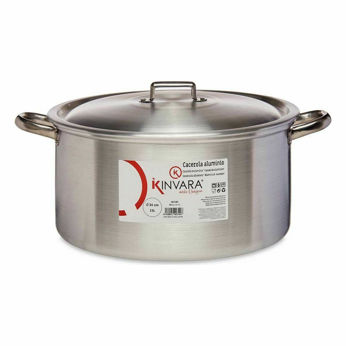 Kookpot met Deksel Zilverkleurig Aluminium 15 L (3 Stuks)