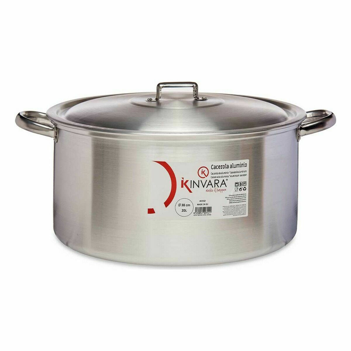 Kookpot met Deksel Zilverkleurig Aluminium 20 L (3 Stuks)