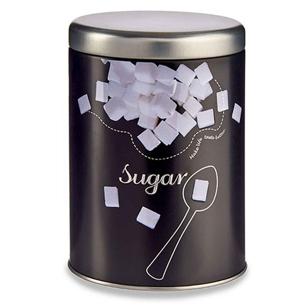 Tin Suiker Zwart Metaal 1 L 10,5 x 15 x 10,5 cm (24 Stuks)
