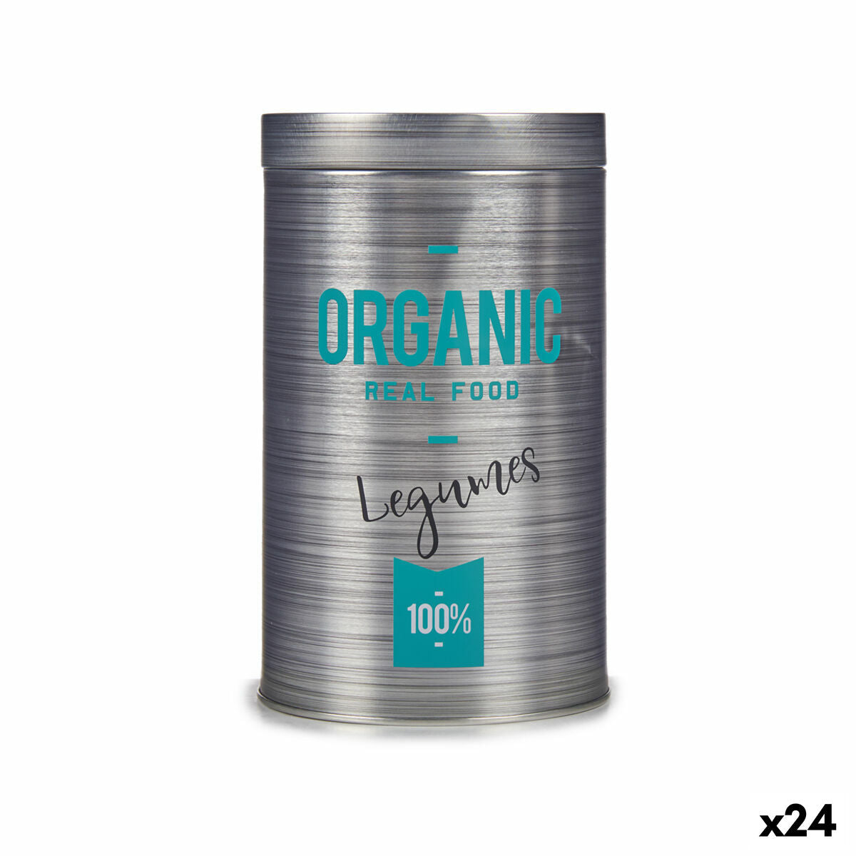 Tin Organic Peulvruchten Grijs Blik 10,4 x 18,2 x 10,4 cm (24 Stuks)