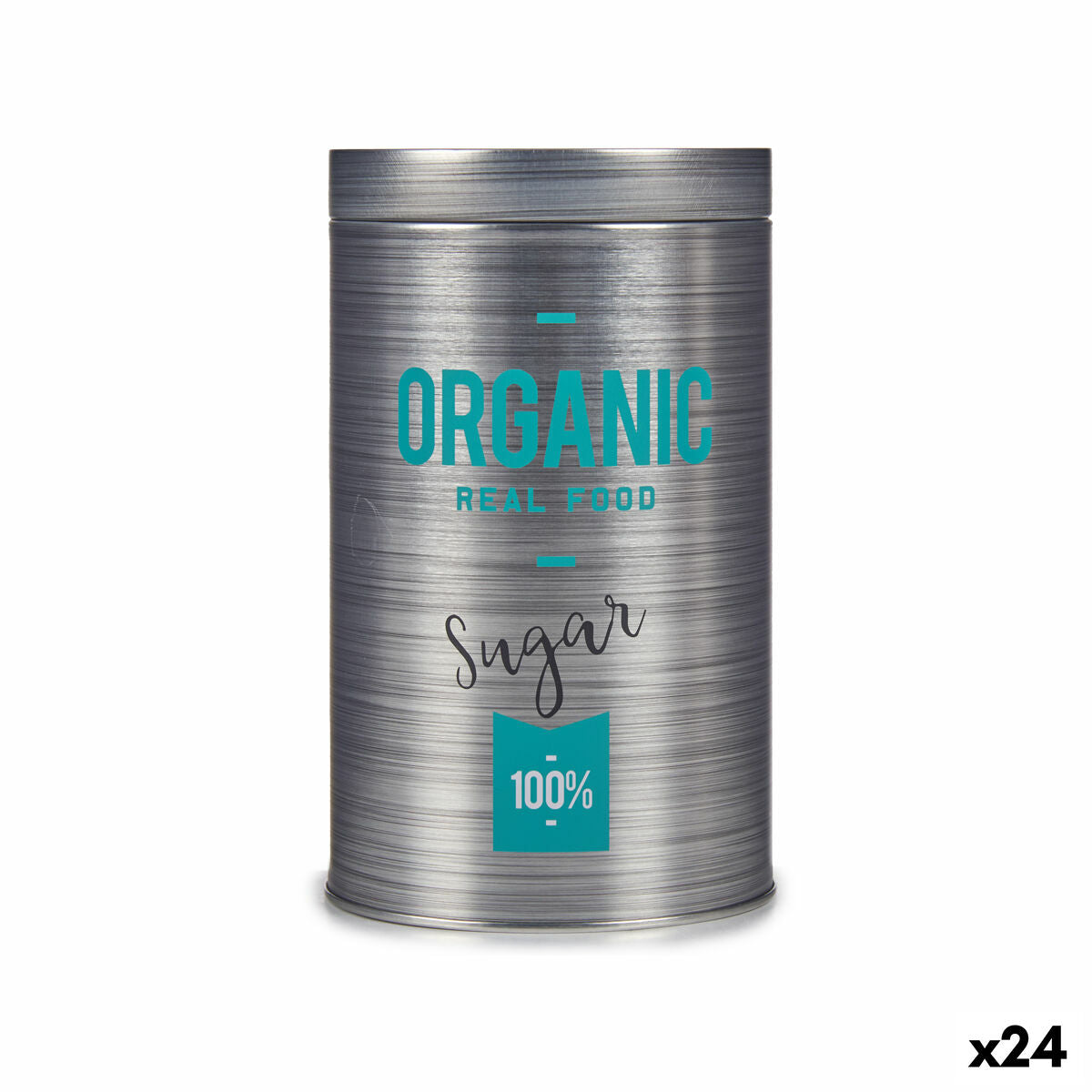 Tin Organic Suiker Grijs Blik 10,4 x 18,2 x 10,4 cm (24 Stuks)