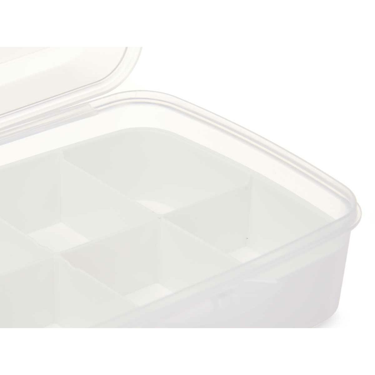 Opbergbak met Deksel Wit Transparant Plastic 21,5 x 8,5 x 15 cm (12 Stuks)