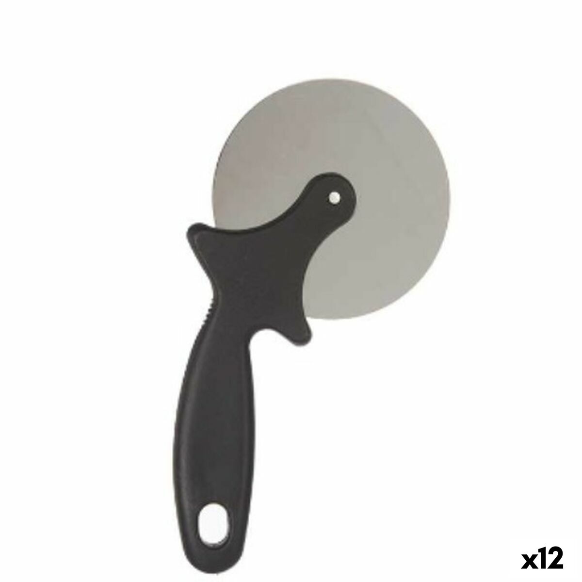 Pizzasnijder Zwart Zilverkleurig Roestvrij staal Plastic 21 x 1,5 x 10 cm (12 Stuks)