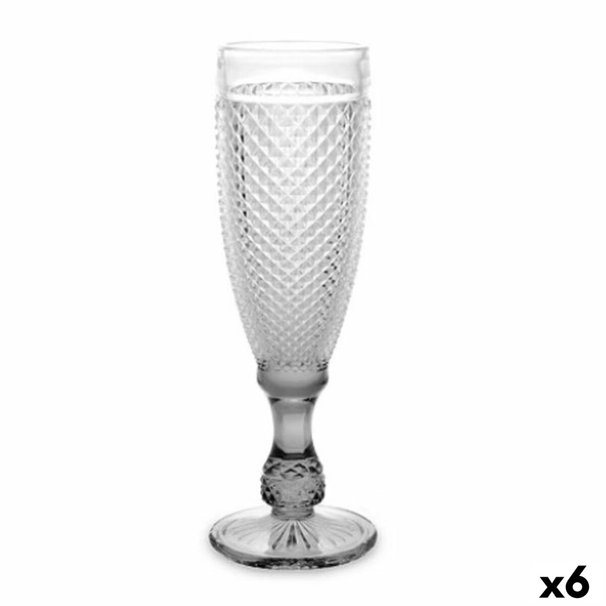 Champagneglas Diamant Transparant Antraciet Glas 185 ml (6 Stuks)