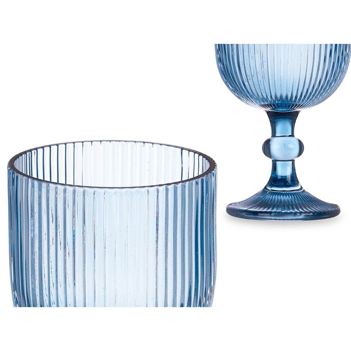 Fluitglas Strepen Blauw Glas 370 ml (6 Stuks)