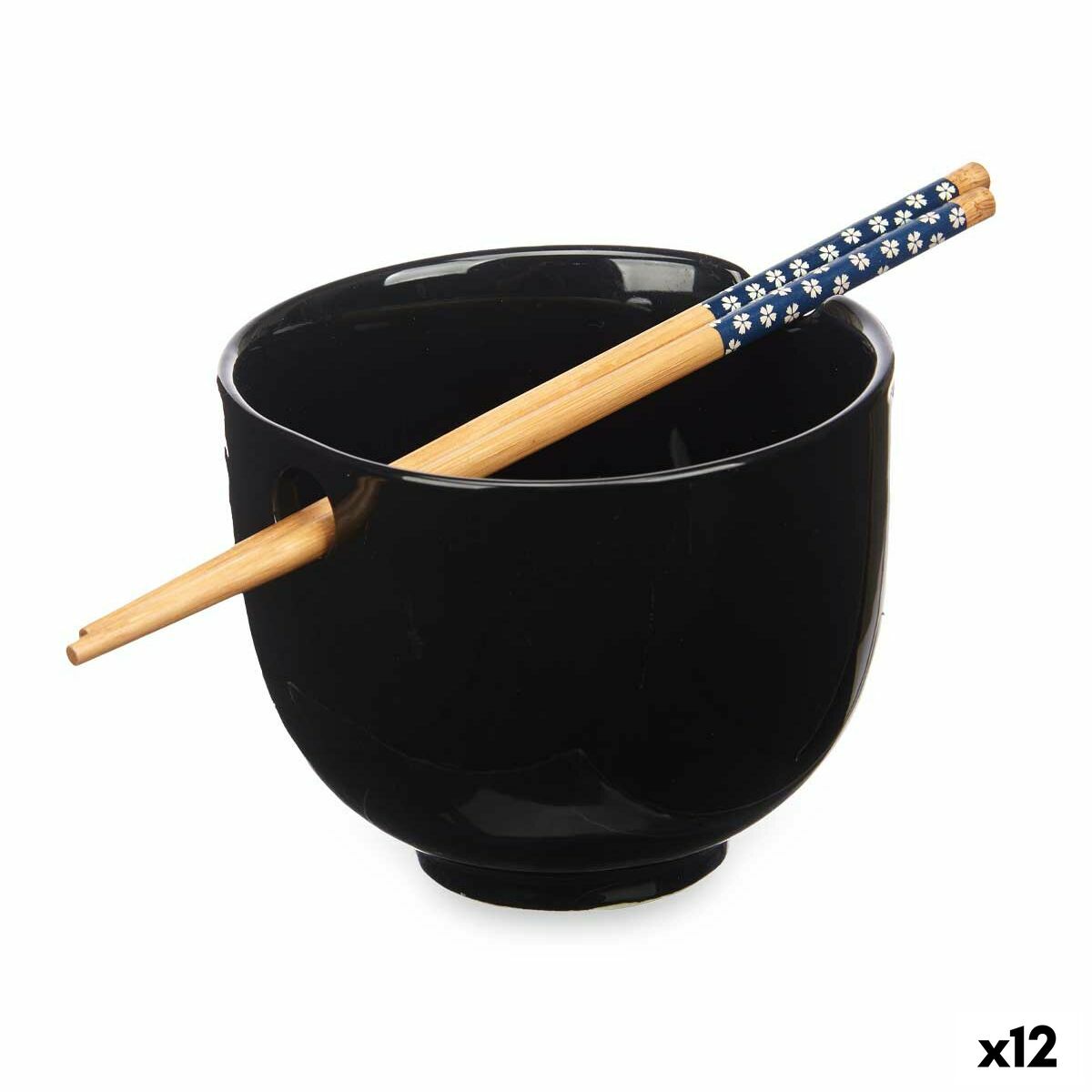 Kom Zwart Bamboe 24 x 10,7 x 13,3 cm (12 Stuks) Chopsticks asiatico/oriental