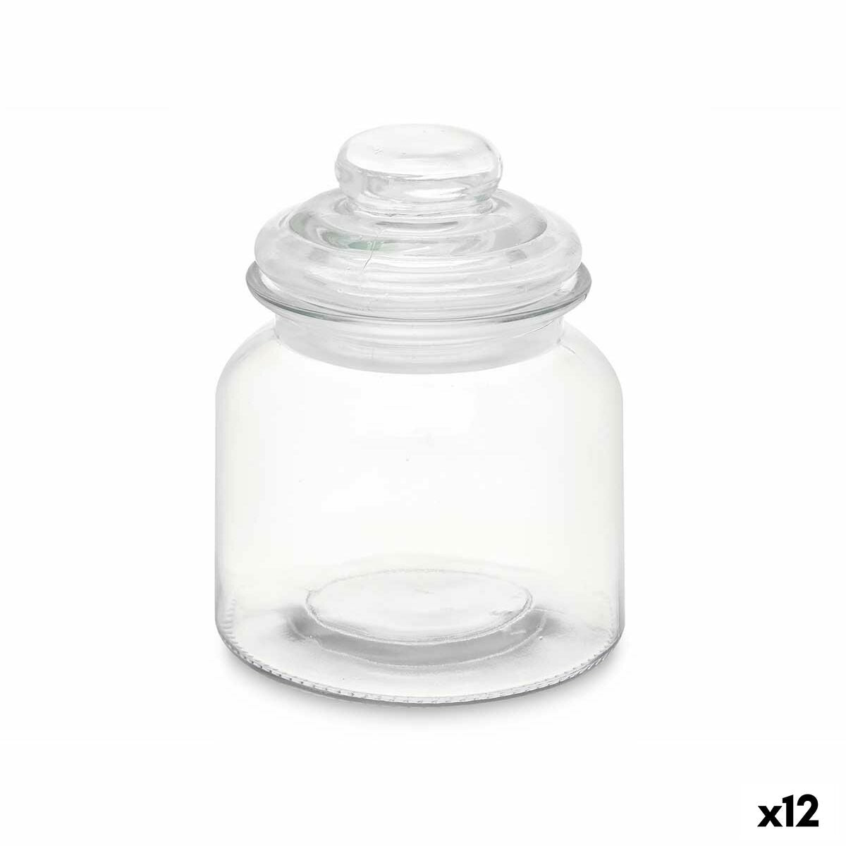 Blik Transparant Glas 600 ml (12 Stuks) Met deksel