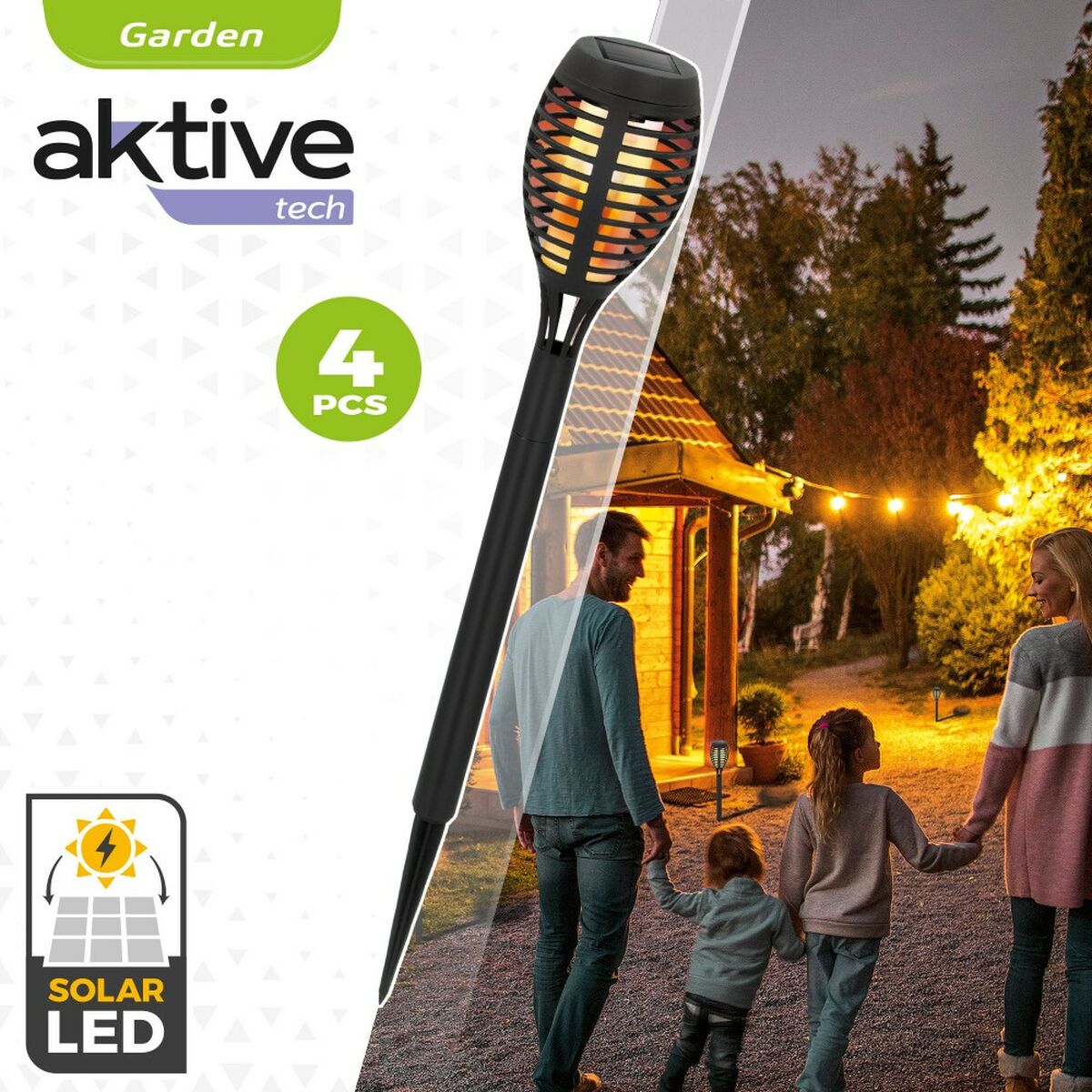 LED-lamp Aktive Plastic 7,5 x 50 x 7,5 cm (4 Stuks)