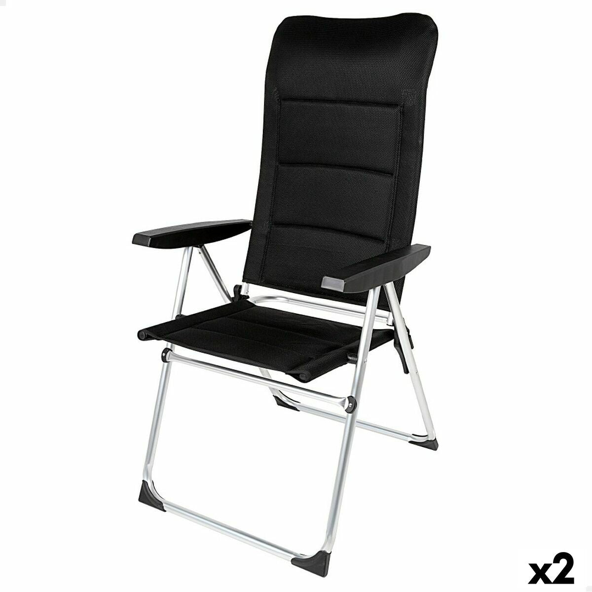 Strandstoel Aktive Deluxe Opvouwbaar Zwart 49 x 123 x 67 cm (2 Stuks)