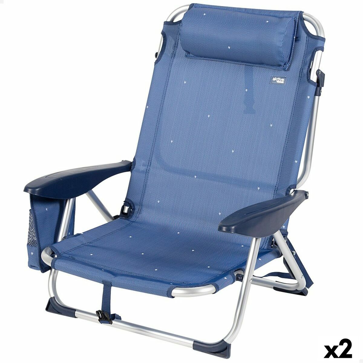 Strandstoel Aktive Opvouwbaar Marineblauw 51 x 76 x 45 cm (2 Stuks)