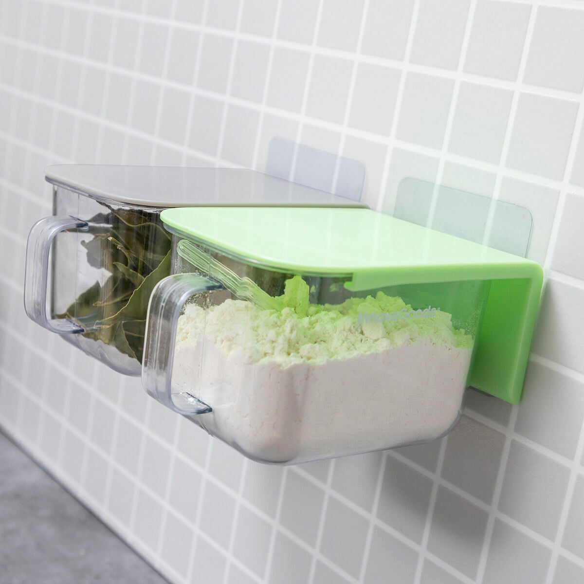 Verwijderbare zelfklevende keukencontainers Handstore InnovaGoods Pakket van 2 stuks Groen Plastic (Refurbished A+)
